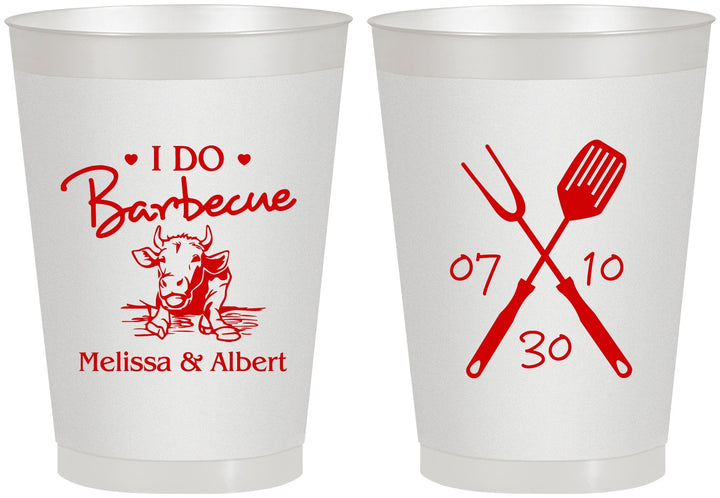 Personalized Wedding 8 oz Frosted Cups - I Do Barbecue Bbq | 447