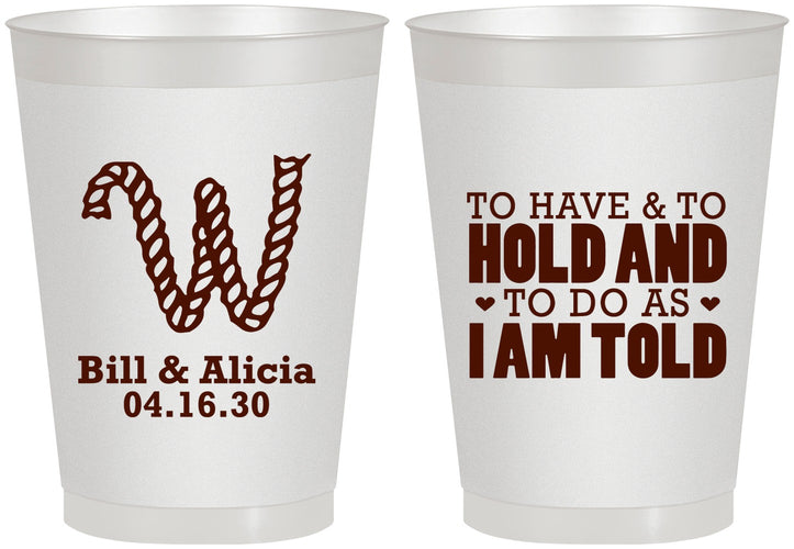 Personalized Wedding 8 oz Frosted Cups - To Have And To Hold | 449