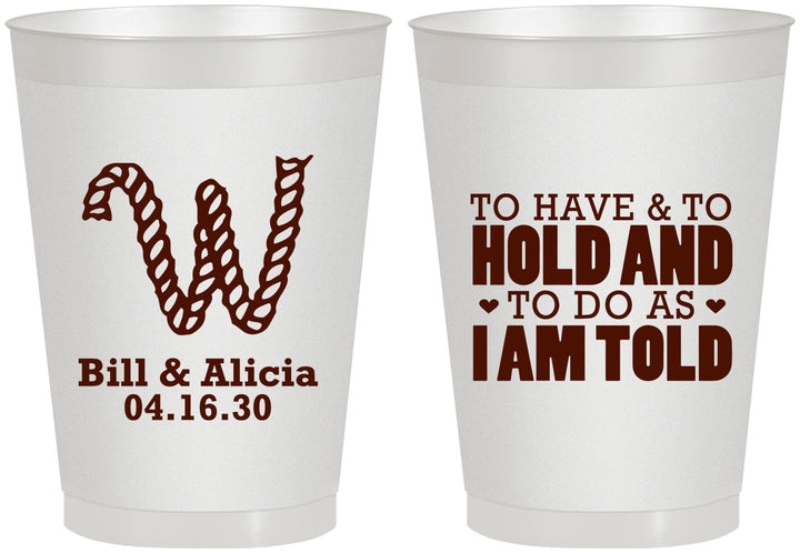 Personalized Wedding 8 oz Frosted Cups - To Have And To Hold | 449