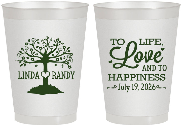 Personalized Wedding 8 oz Frosted Cups - Love And Happiness | 451