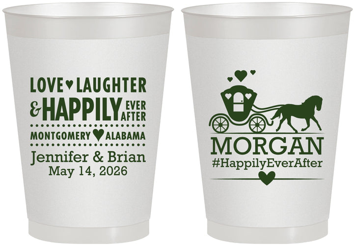 Personalized Wedding 8 oz Frosted Cups - Happily Ever After | 452