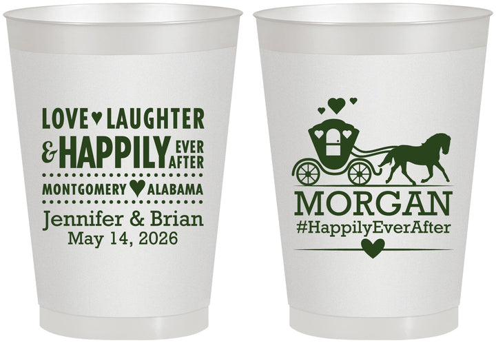 Personalized Wedding 8 oz Frosted Cups - Happily Ever After | 452