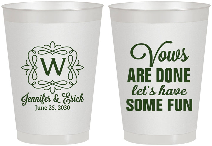 Personalized Wedding 8 oz Frosted Cups - Vows Are Done Have Fun | 460