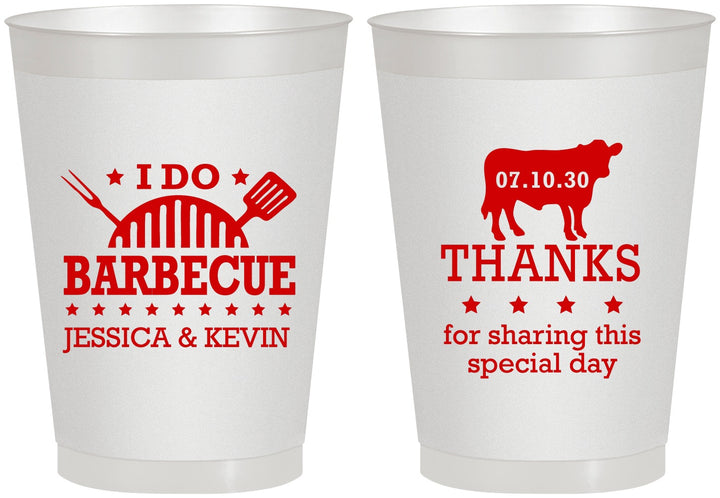 Personalized Wedding 8 oz Frosted Cups - I Do Barbecue Bbq | 468