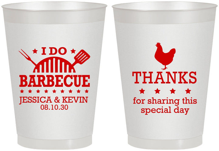 Personalized Wedding 8 oz Frosted Cups - I Do Barbecue Bbq | 469