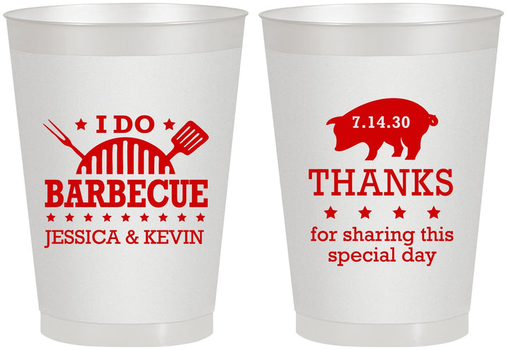 Personalized Wedding 8 oz Frosted Cups - I Do Barbecue Bbq | 470
