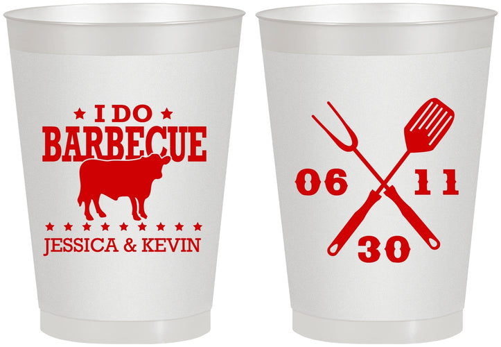 Personalized Wedding 8 oz Frosted Cups - I Do Barbecue Bbq | 471