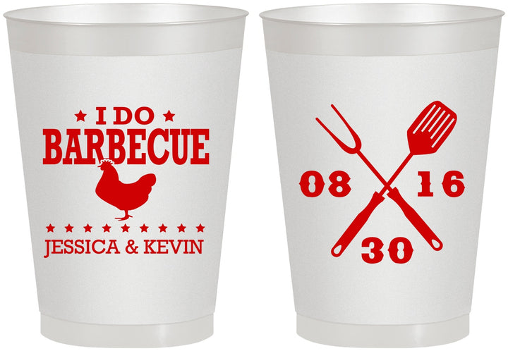 Personalized Wedding 8 oz Frosted Cups - I Do Barbecue Bbq | 472