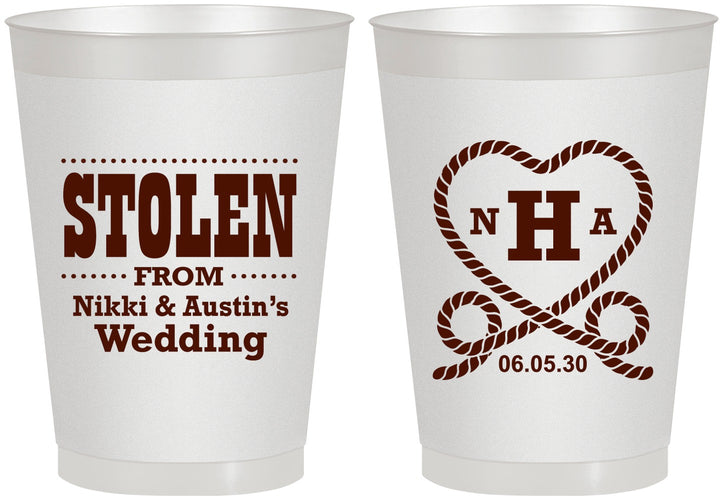 Personalized Wedding 8 oz Frosted Cups - Stolen Monogram | 474