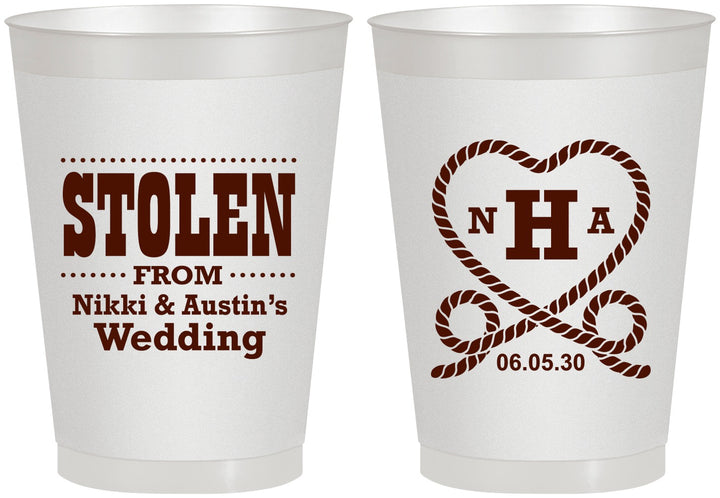 Personalized Wedding 8 oz Frosted Cups - Stolen Monogram | 474