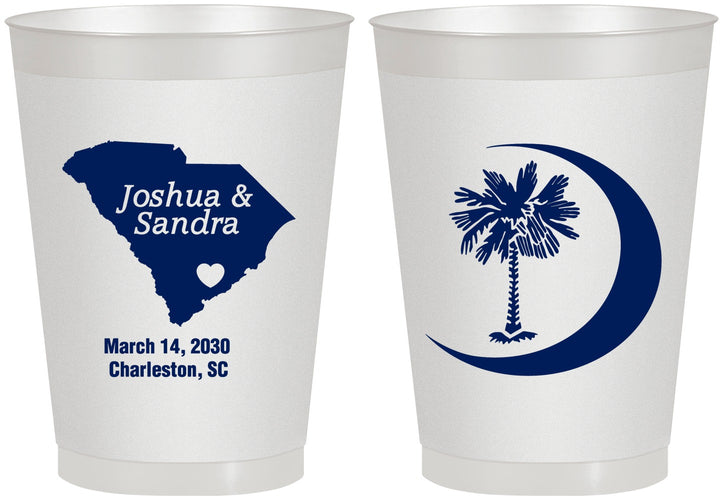 Personalized Wedding 8 oz Frosted Cups - Palmetto Tree | 475