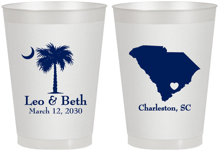 Personalized Wedding 8 oz Frosted Cups - Palmetto Tree | 476