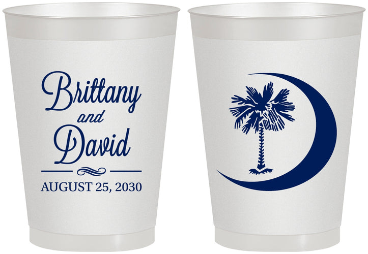 Personalized Wedding 8 oz Frosted Cups - Palmetto Tree | 478