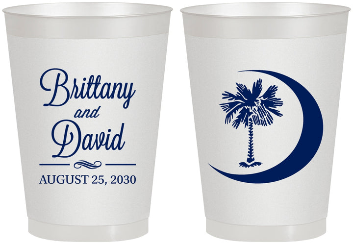 Personalized Wedding 8 oz Frosted Cups - Palmetto Tree | 478
