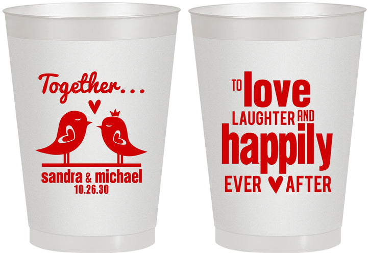 Personalized Wedding 8 oz Frosted Cups - Happily Ever After | 480