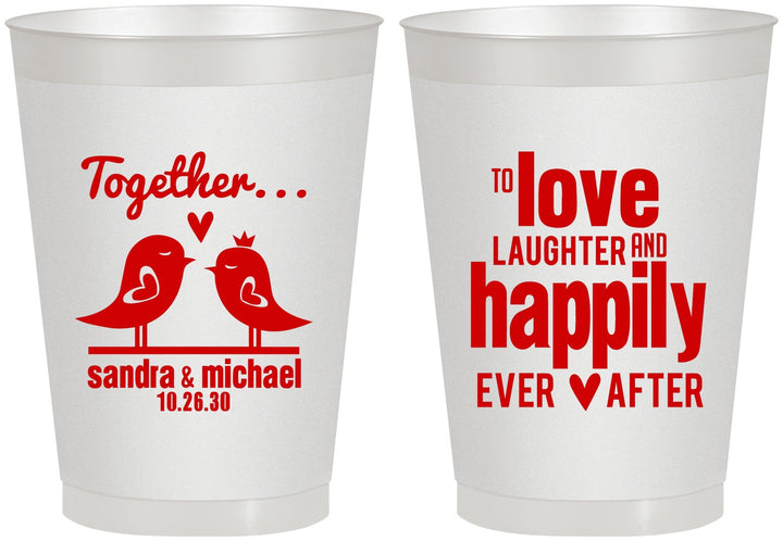 Personalized Wedding 8 oz Frosted Cups - Happily Ever After | 480