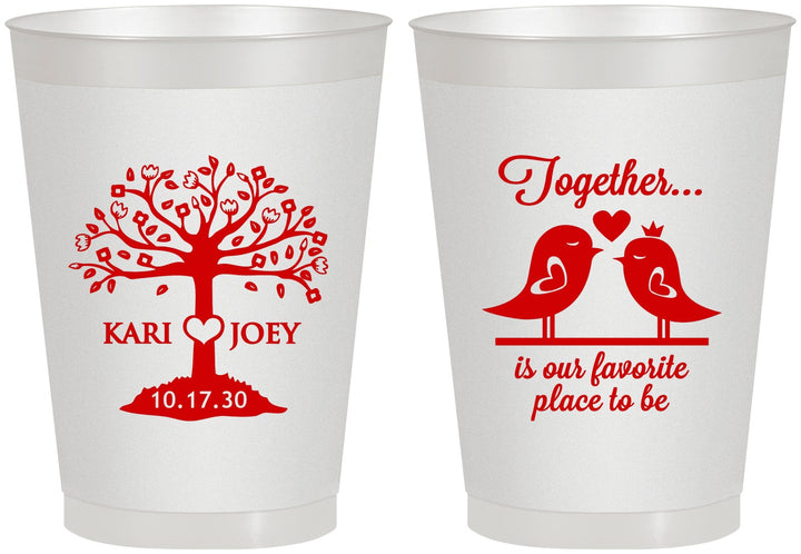 Personalized Wedding 8 oz Frosted Cups - Love Birds | 481