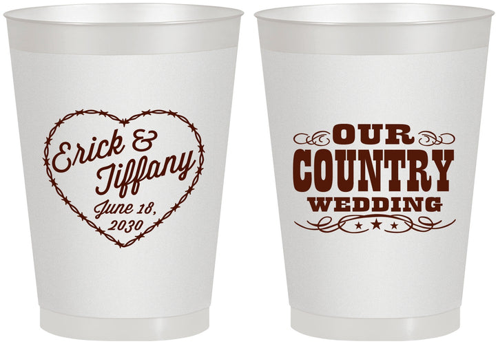 Personalized Wedding 8 oz Frosted Cups - Country Wedding | 484