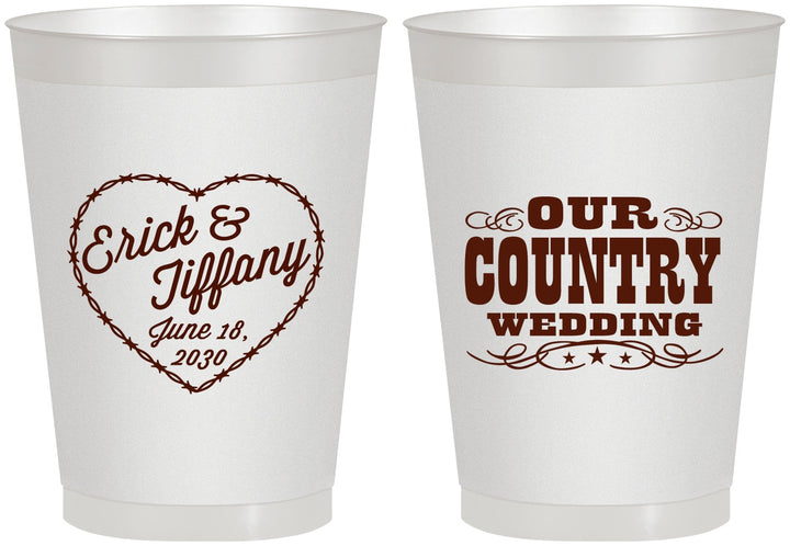 Personalized Wedding 8 oz Frosted Cups - Country Wedding | 484