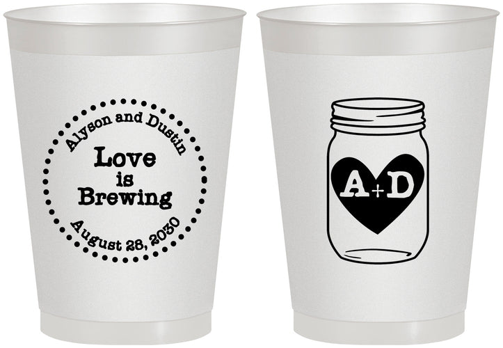 Personalized Wedding 8 oz Frosted Cups - Love Is Brewing | 486