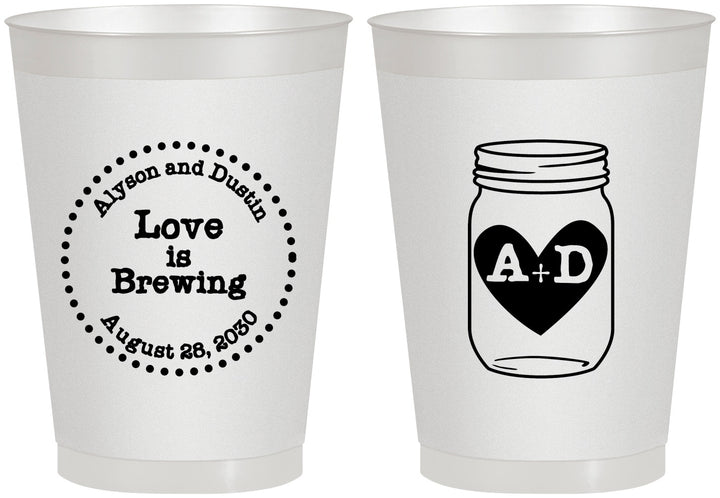 Personalized Wedding 8 oz Frosted Cups - Love Is Brewing | 486