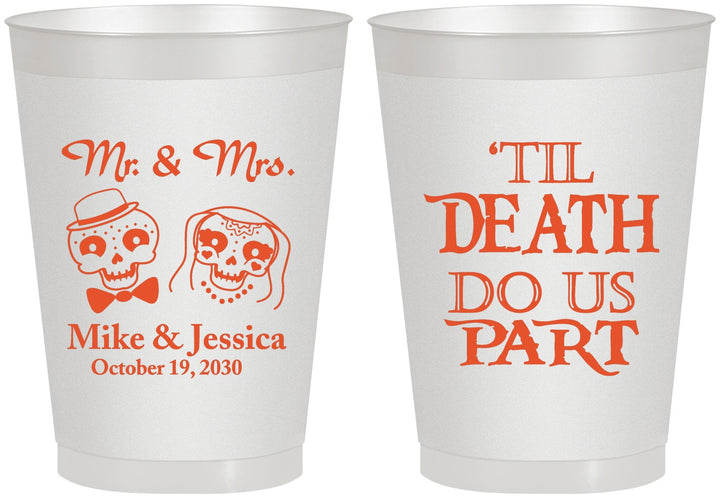 Personalized Wedding 8 oz Frosted Cups - Til Death Do Us Part | 487