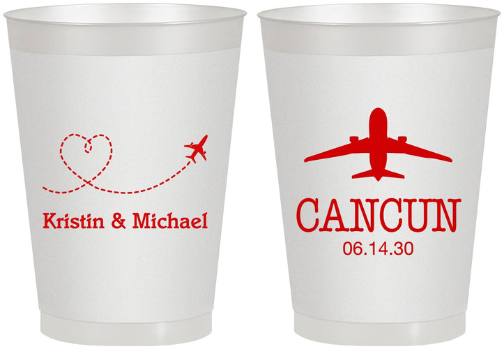 Personalized Wedding 8 oz Frosted Cups - Destination | 492