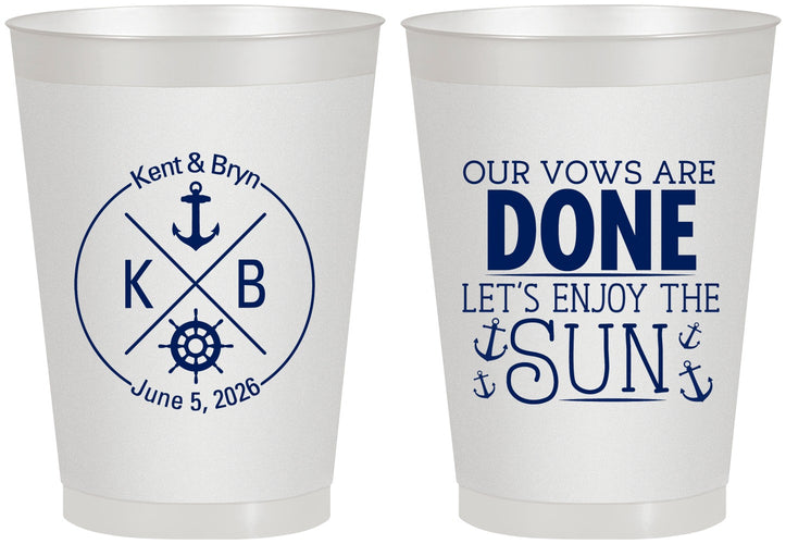 Personalized Wedding 8 oz Frosted Cups - Nautical | 495