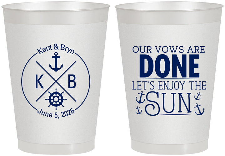 Personalized Wedding 8 oz Frosted Cups - Nautical | 495