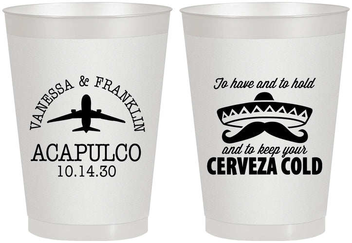 Personalized Wedding 8 oz Frosted Cups - Destination | 496