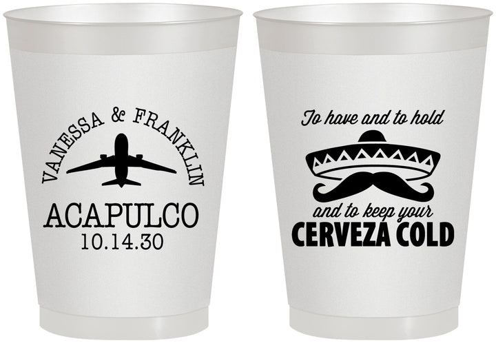 Personalized Wedding 8 oz Frosted Cups - Destination | 496