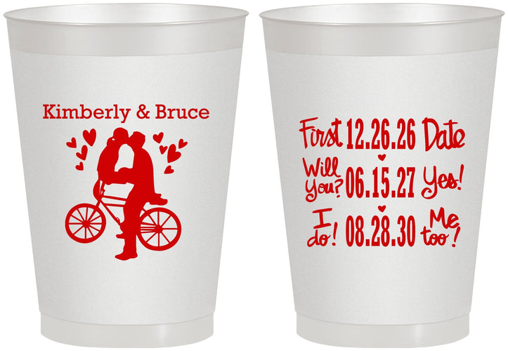Personalized Wedding 8 oz Frosted Cups - First Date Will You I Do | 497