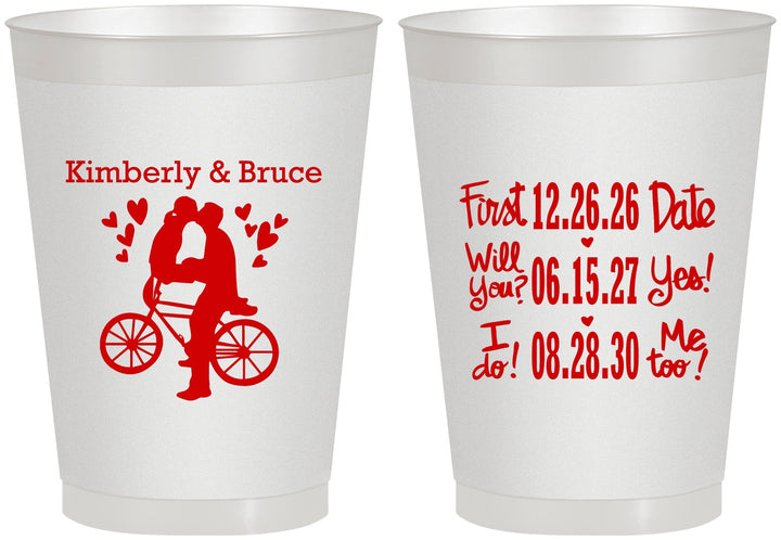 Personalized Wedding 8 oz Frosted Cups - First Date Will You I Do | 497