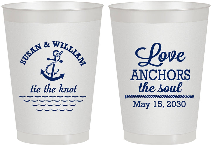 Personalized Wedding 8 oz Frosted Cups - Love Anchors The Soul | 498