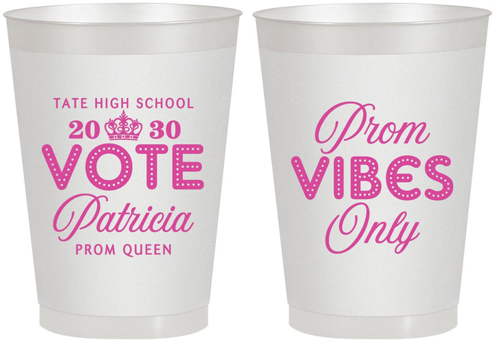 Personalized Prom 8 oz Frosted Cups - Queen Vote | 50017