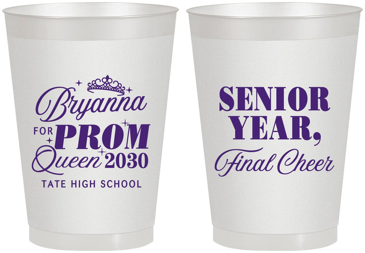 Personalized Prom 8 oz Frosted Cups - Queen Vote | 50018