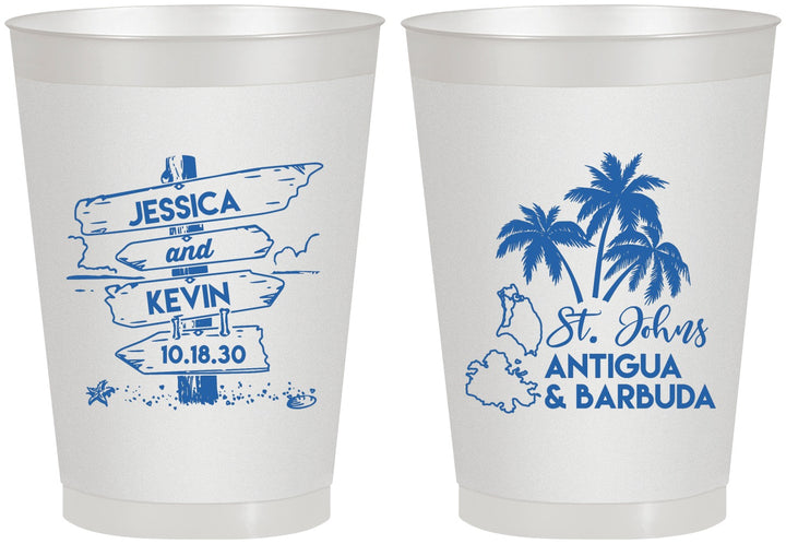 Personalized Wedding 8 oz Frosted Cups - Antigua And Barbuda | 503