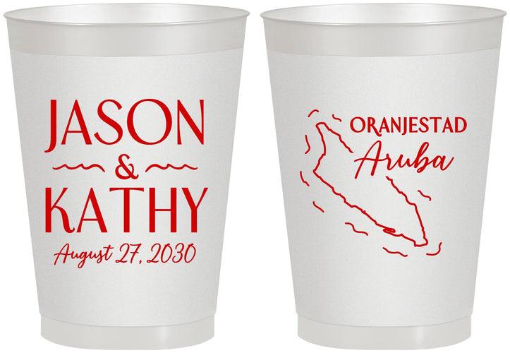 Personalized Wedding 8 oz Frosted Cups - Aruba | 504