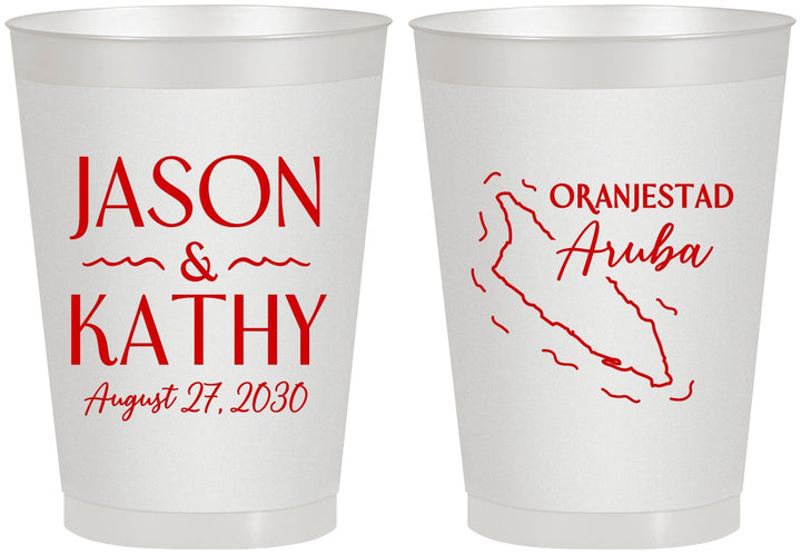 Personalized Wedding 8 oz Frosted Cups - Aruba | 504
