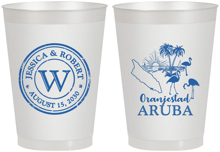 Personalized Wedding 8 oz Frosted Cups - Aruba | 505