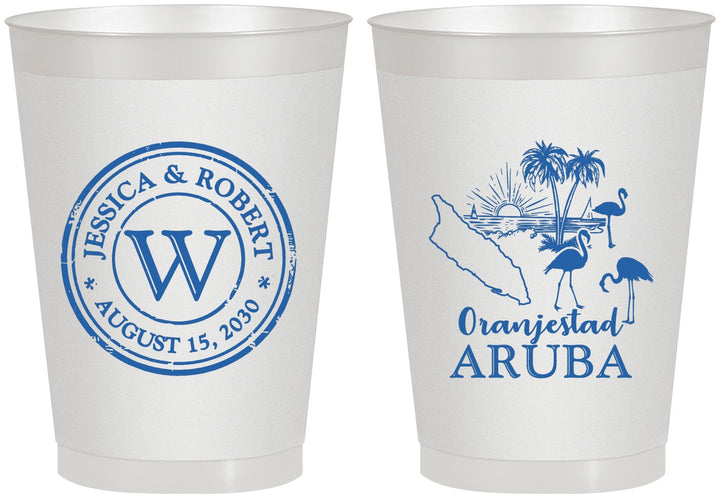 Personalized Wedding 8 oz Frosted Cups - Aruba | 505