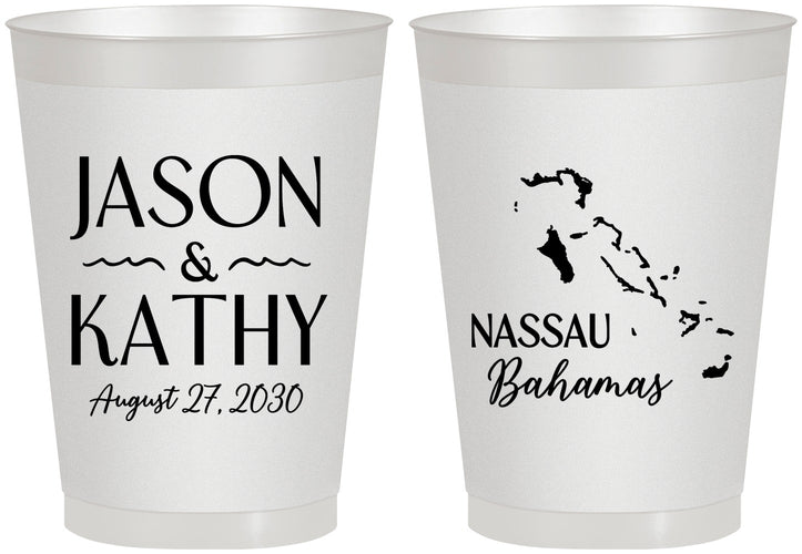 Personalized Wedding 8 oz Frosted Cups - Bahamas | 506