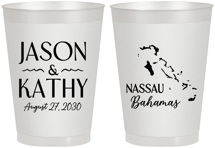 Personalized Wedding 8 oz Frosted Cups - Bahamas | 506