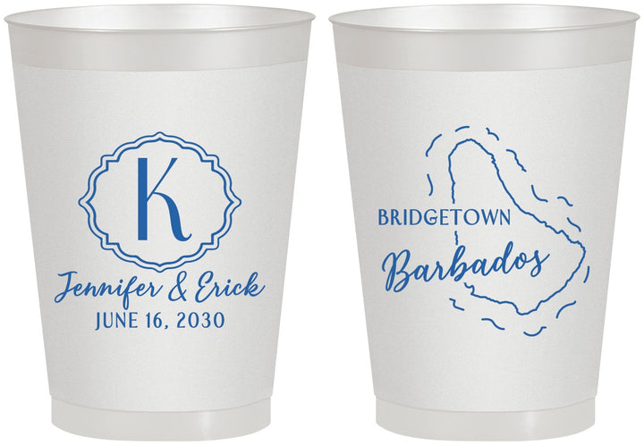 Personalized Wedding 8 oz Frosted Cups - Barbados | 508