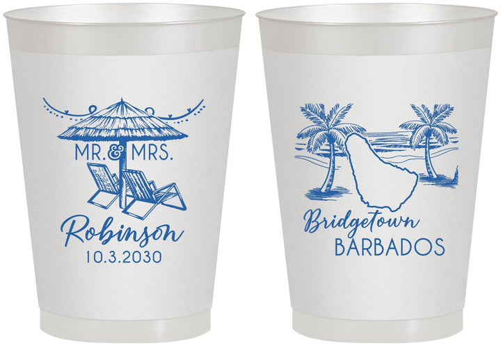 Personalized Wedding 8 oz Frosted Cups - Barbados | 509