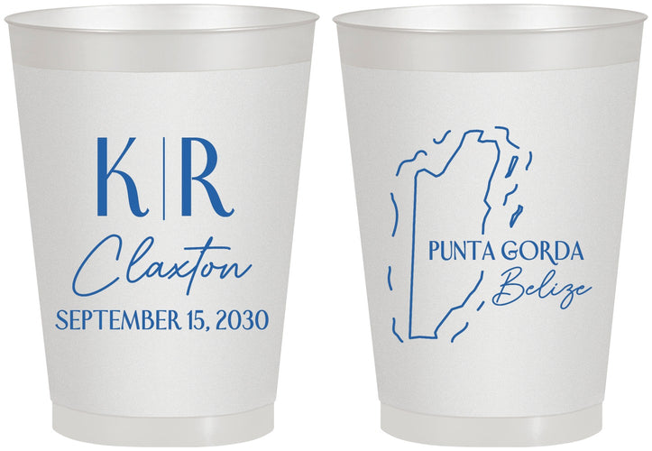 Personalized Wedding 8 oz Frosted Cups - Belize | 510