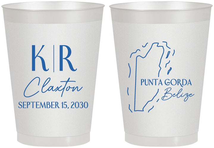 Personalized Wedding 8 oz Frosted Cups - Belize | 510