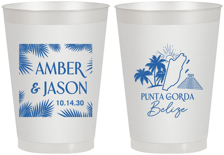 Personalized Wedding 8 oz Frosted Cups - Belize | 511
