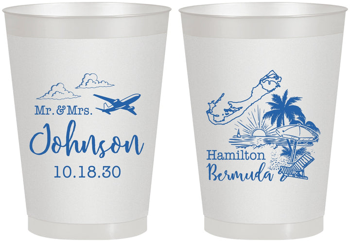 Personalized Wedding 8 oz Frosted Cups - Bermuda | 513