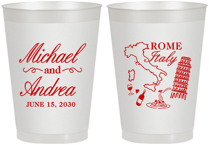 Personalized Wedding 8 oz Frosted Cups - Italy | 515